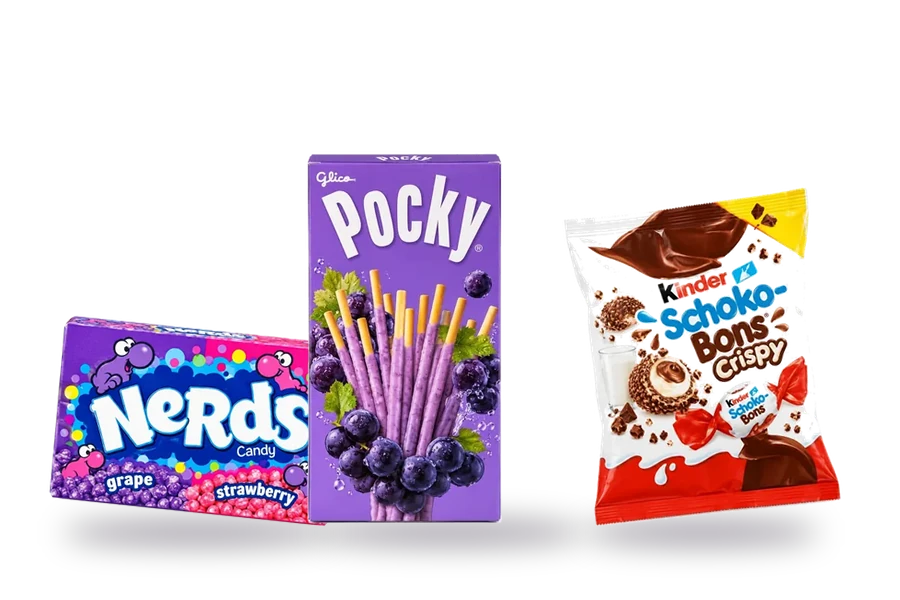 Nerds, Pocky de uva e Kinder Schoko-Bons
